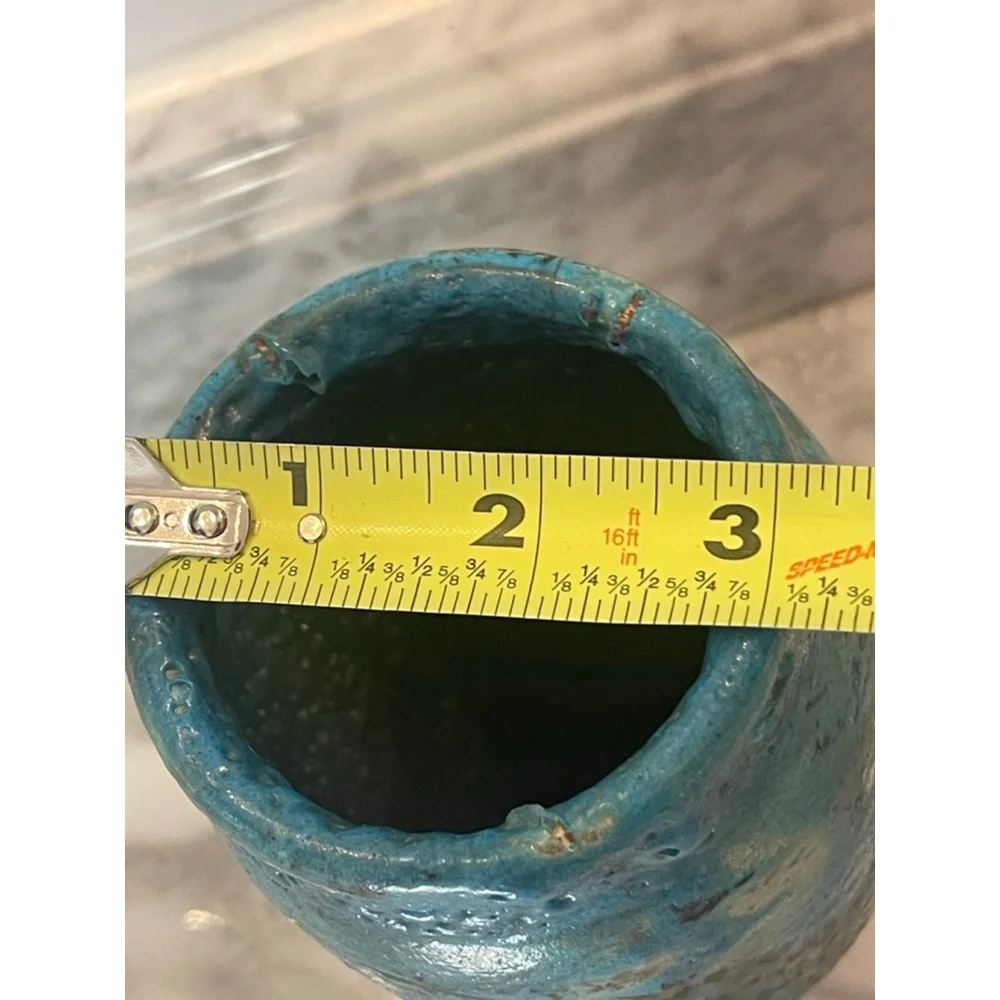 1989 Signed Studio Pottery Vase “Presence” by Czyzeuwski Teal Crater Glaze